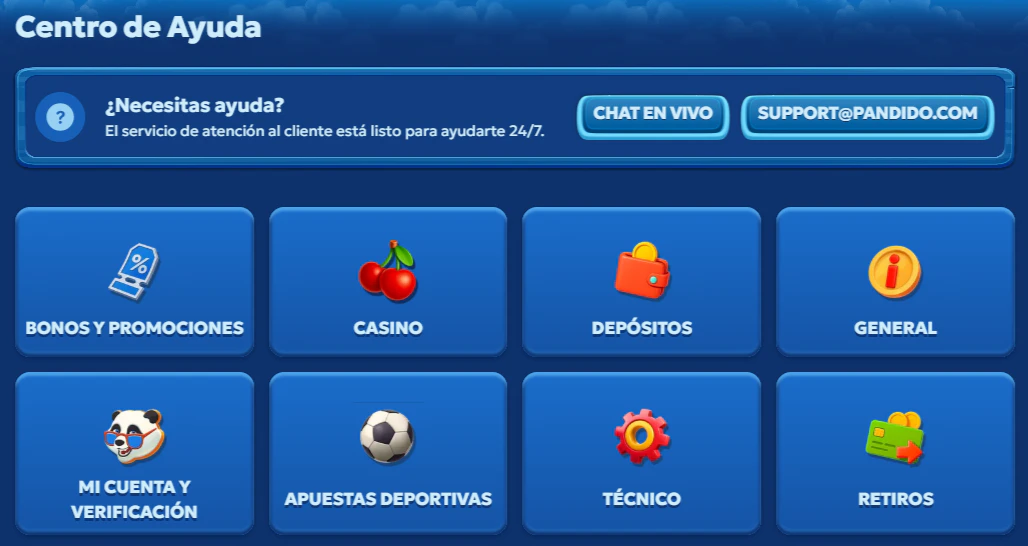Pandido Casino: canales de atención