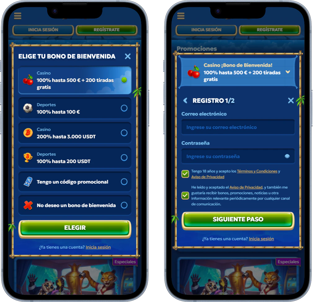 Registro e inicio de sesión en Pandido Casino